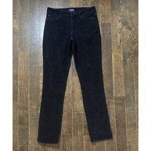 NYDJ Corduroy Pants Sz 6 (W30xL30.5) Samantha Slim Black Stretch Mid Rise